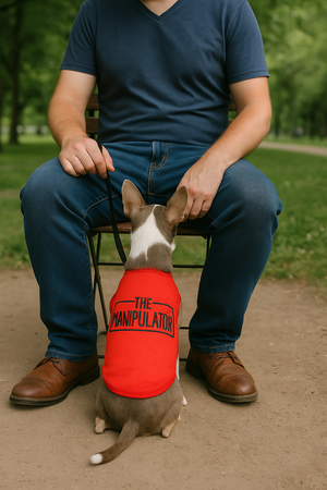 Parisian Pet 'The Manipulator' Playful Slogan Dog Shirt – Breathable Cotton Pet Wear for Dogs & Cats, Red