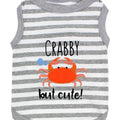 Parisian Pet 'Crabby But Cute Tee' Embroidered Dog Shirt - Trendy Pet Apparel for Dogs & Cats, Gray and White Stripes