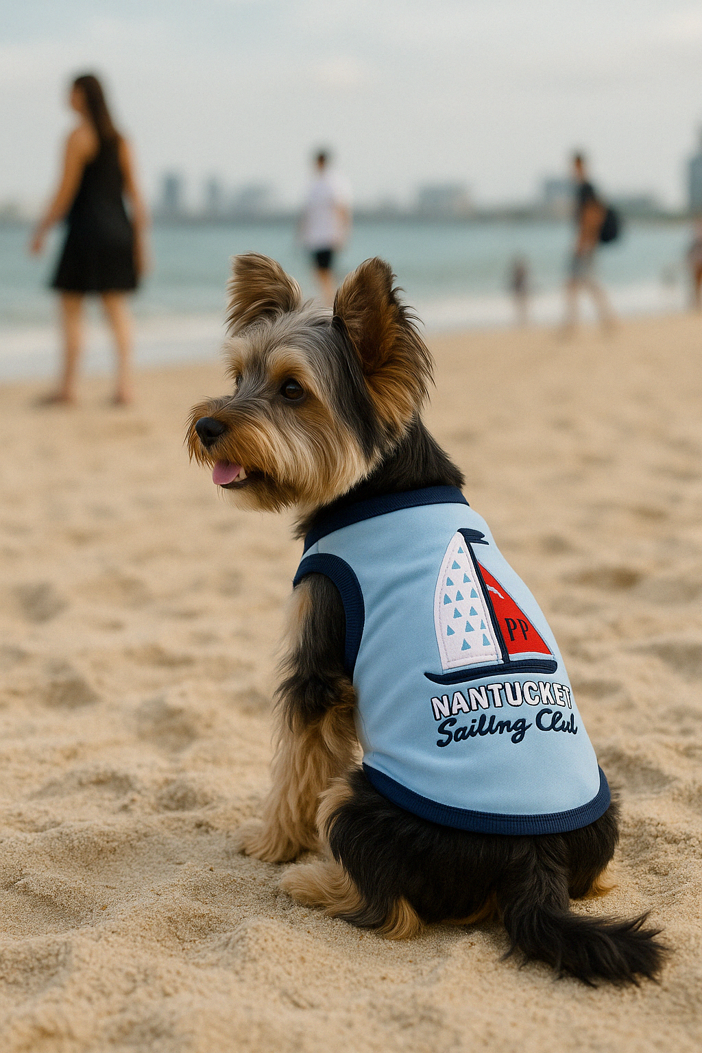 Parisian Pet 'Sailing Club' Dog Shirt – Nautical Embroidered Pet Apparel for Dogs & Cats, Light Blue