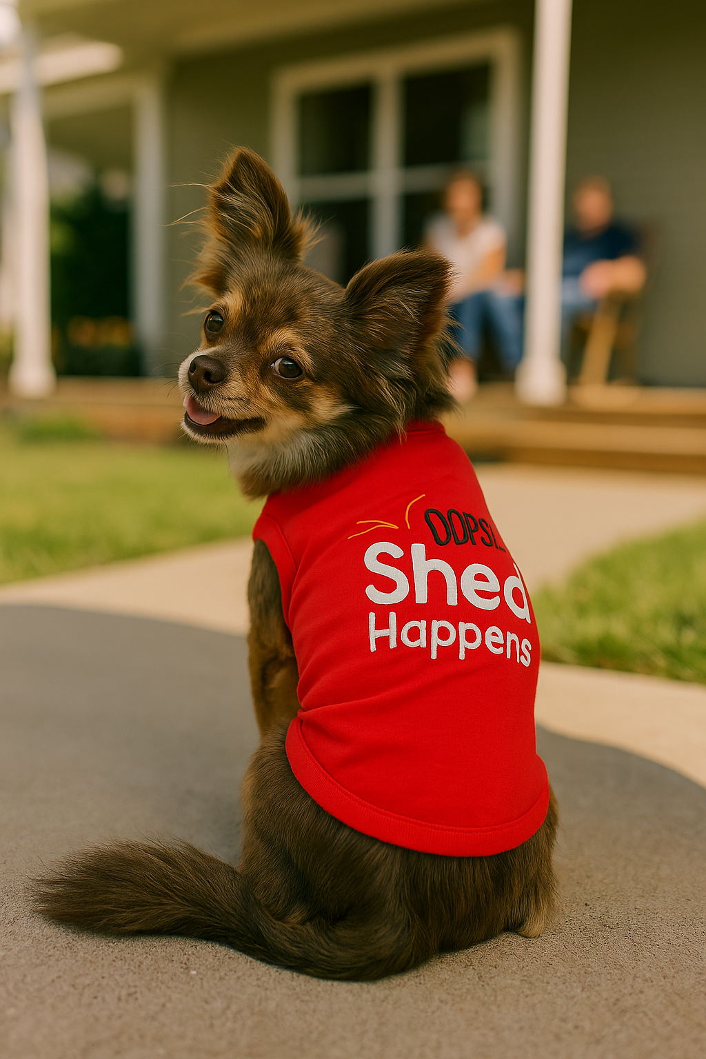 Parisian Pet 'Shed Happens' Funny Dog Shirt – Soft Cotton Slogan Pet Apparel for Dogs & Cats, Red